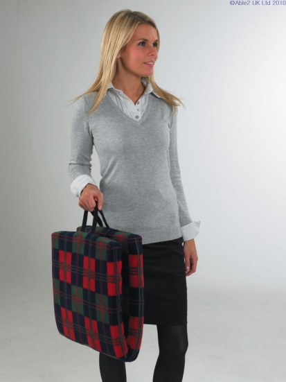 HARLEY 2-WAY SCULPTURED SUPPORT CUSHION - RED CHECK TARTAN - Image 2