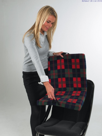 HARLEY 2-WAY SCULPTURED SUPPORT CUSHION - RED CHECK TARTAN - Image 3