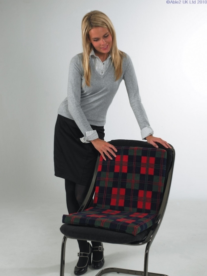 HARLEY 2-WAY SCULPTURED SUPPORT CUSHION - RED CHECK TARTAN - Image 4
