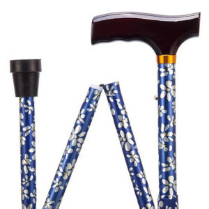 Folding Adjustable Walking Sticks - Blue Petal 29-33"