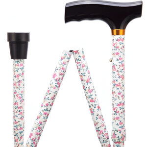 Folding Adjustable Walking Sticks - Pink Flowers 29-33"