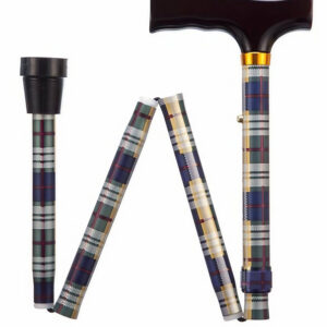 Folding Adjustable Walking Sticks - Tartan 29-33"
