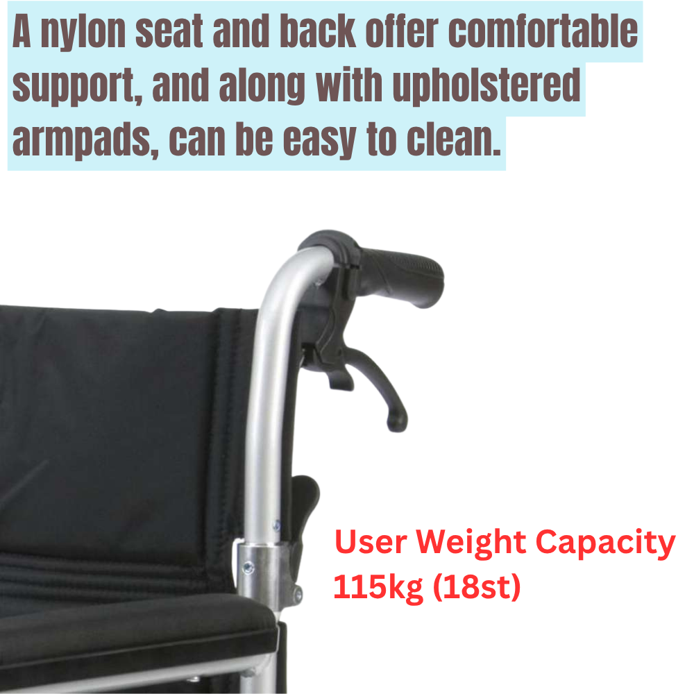 18" Lightweight Aluminium Wheelchair (Transit) - Image 2
