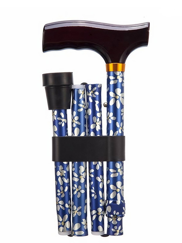 Folding Adjustable Walking Sticks - Blue Petal 29-33" - Image 2