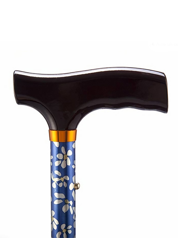 Folding Adjustable Walking Sticks - Blue Petal 29-33" - Image 4