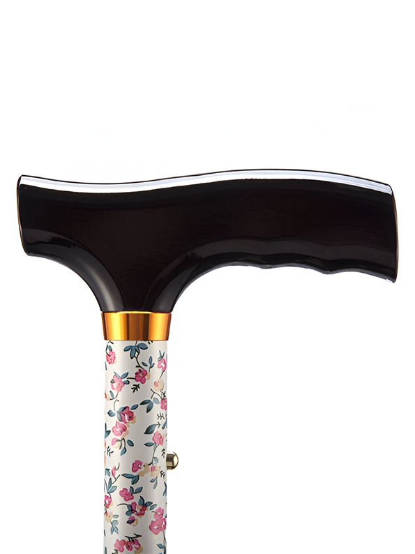 Folding Adjustable Walking Sticks - Pink Flowers 29-33" - Image 4