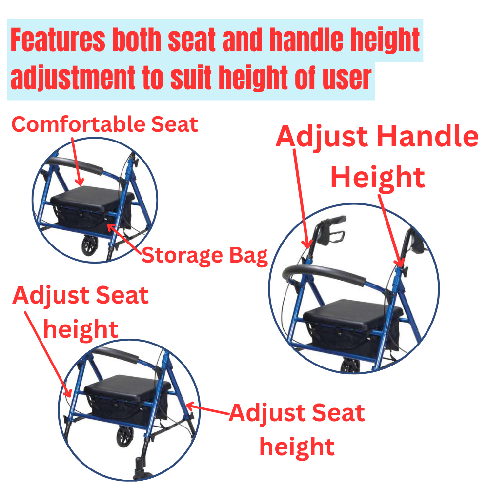 Adjustable Seat Height Rollator - Image 3