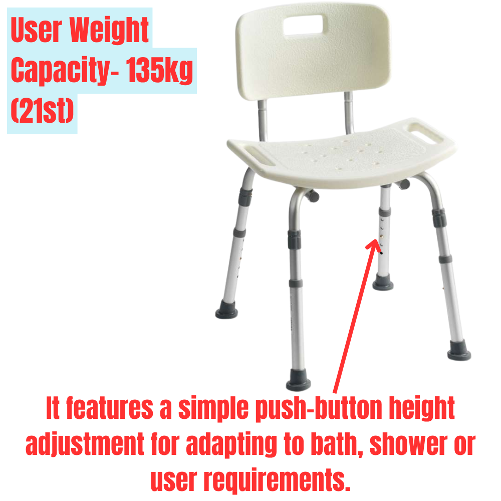 Deluxe Aluminium Adjustable Bath Bench With Back Retail Packed - Image 2