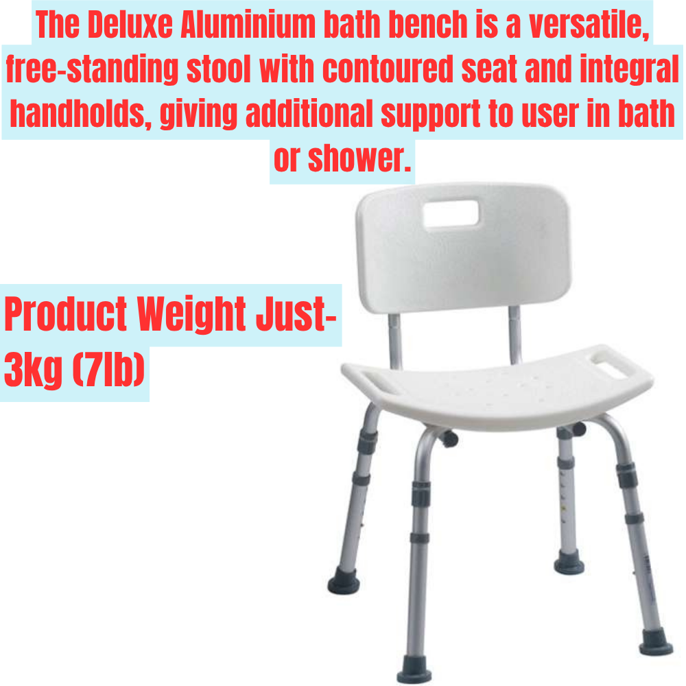 Deluxe Aluminium Adjustable Bath Bench With Back Retail Packed