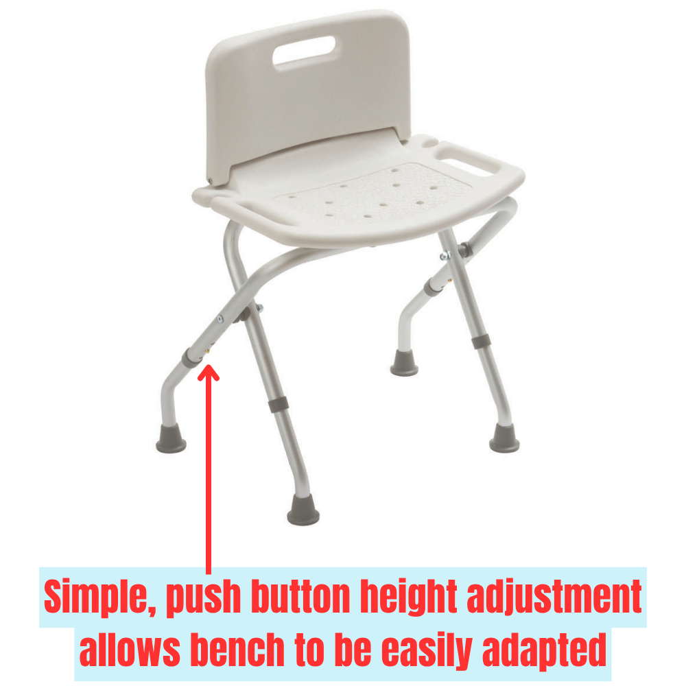 Folding Bath Bench with Back - Image 2