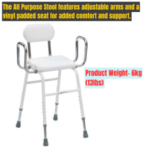 All Purpose Perching Stool with Adjustable Arms