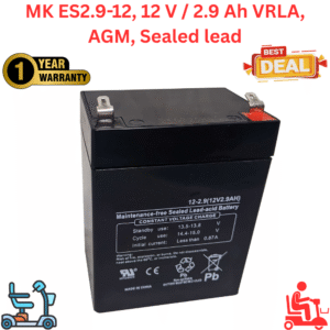 MK ES2.9-12, 12 V / 2.9 Ah VRLA, AGM, Sealed lead Battery