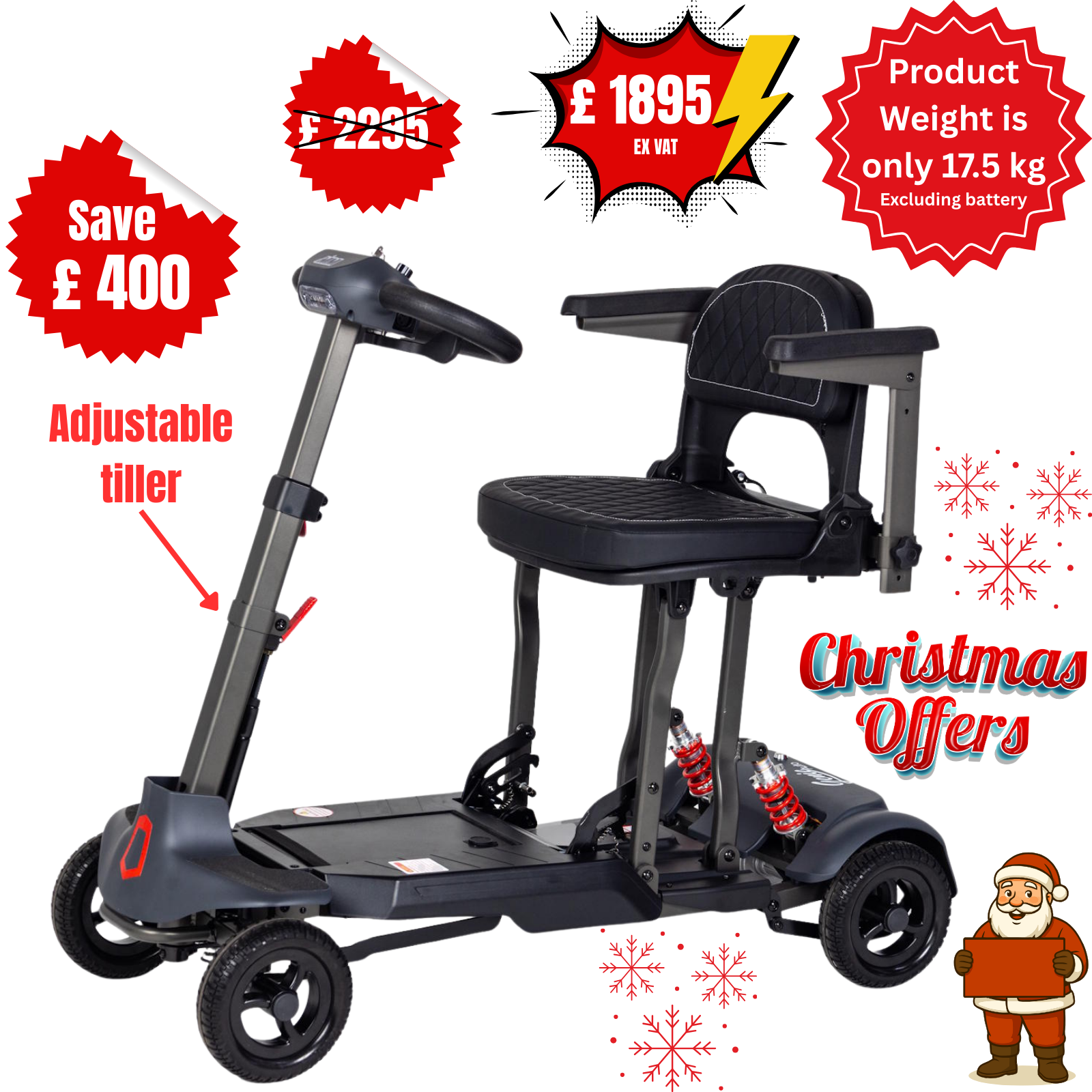 Genie Auto | Product Weight just 17.5kg | lightest auto-folding scooter