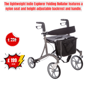 Indie Explorer Folding Rollator, Lightweight foldable easy transport and storage