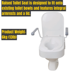 Raised Toilet Seat With Arms & Lid